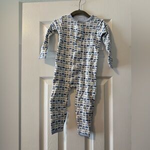 Simply MagneticMe 12-18m blue dancing elephants organic cotton magnetic coverall